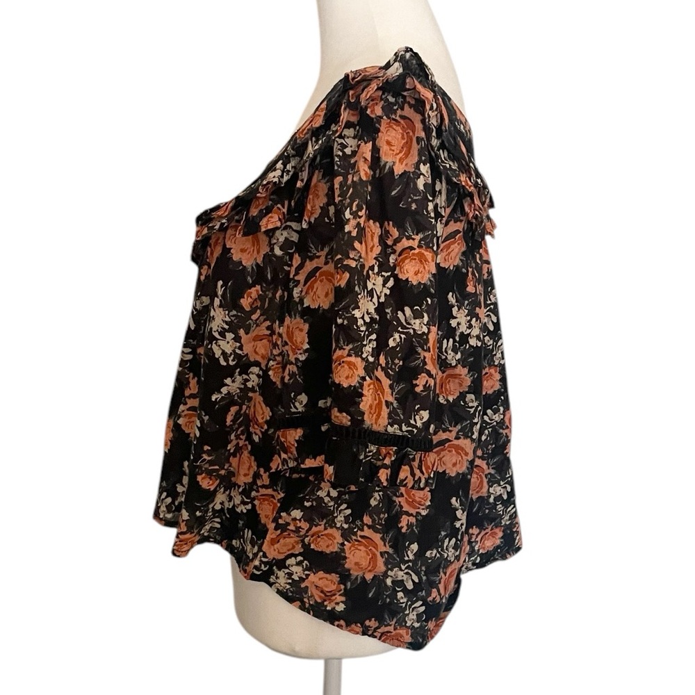 Free Peoplele Floral Ruffle Cropped Blouse - Picture 4 of 11